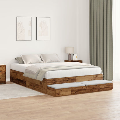 Opbergbedframe Oude Hout Bewerkt Hout 150 X 200 Cm Artisanaal Eiken