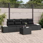 Garden Sofa Set with Cushion and Storage 5 pcs Black poly rattan