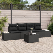 Tuinset loungebank 5-delig polyrattan zwart