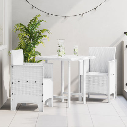 Tuinstoel Set Van 2 Plastic Rieten Stijl Standaard zonder kussen Wit