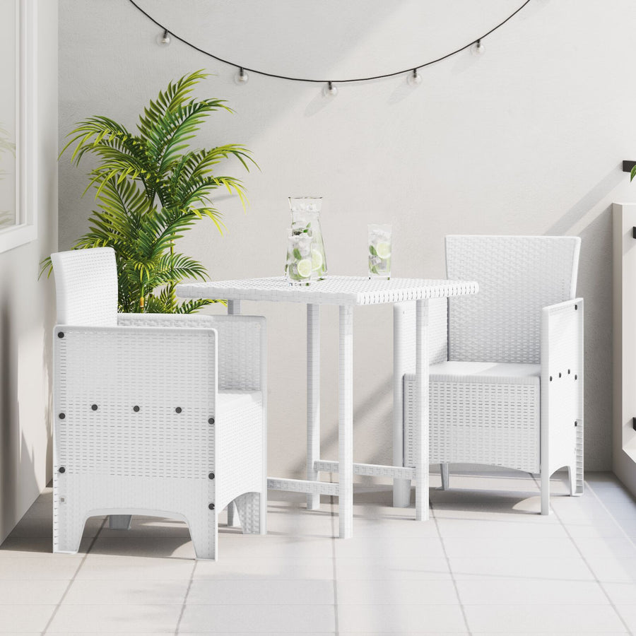 Tuinstoel Set Van 2 Plastic Rieten Stijl Standaard zonder kussen Wit