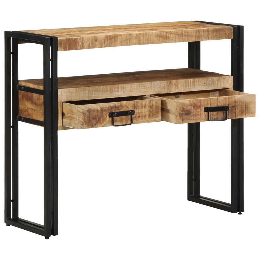 Bijzettafels Zwart En Metaal 90 x 33 x 75 cm Massief mangohout