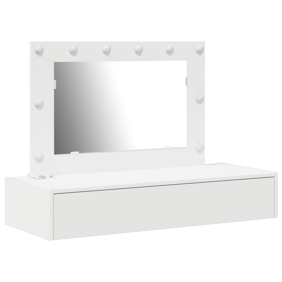 Wandhangende Kaptafel Lichten 100 x 40 x 70 cm Wit met LED