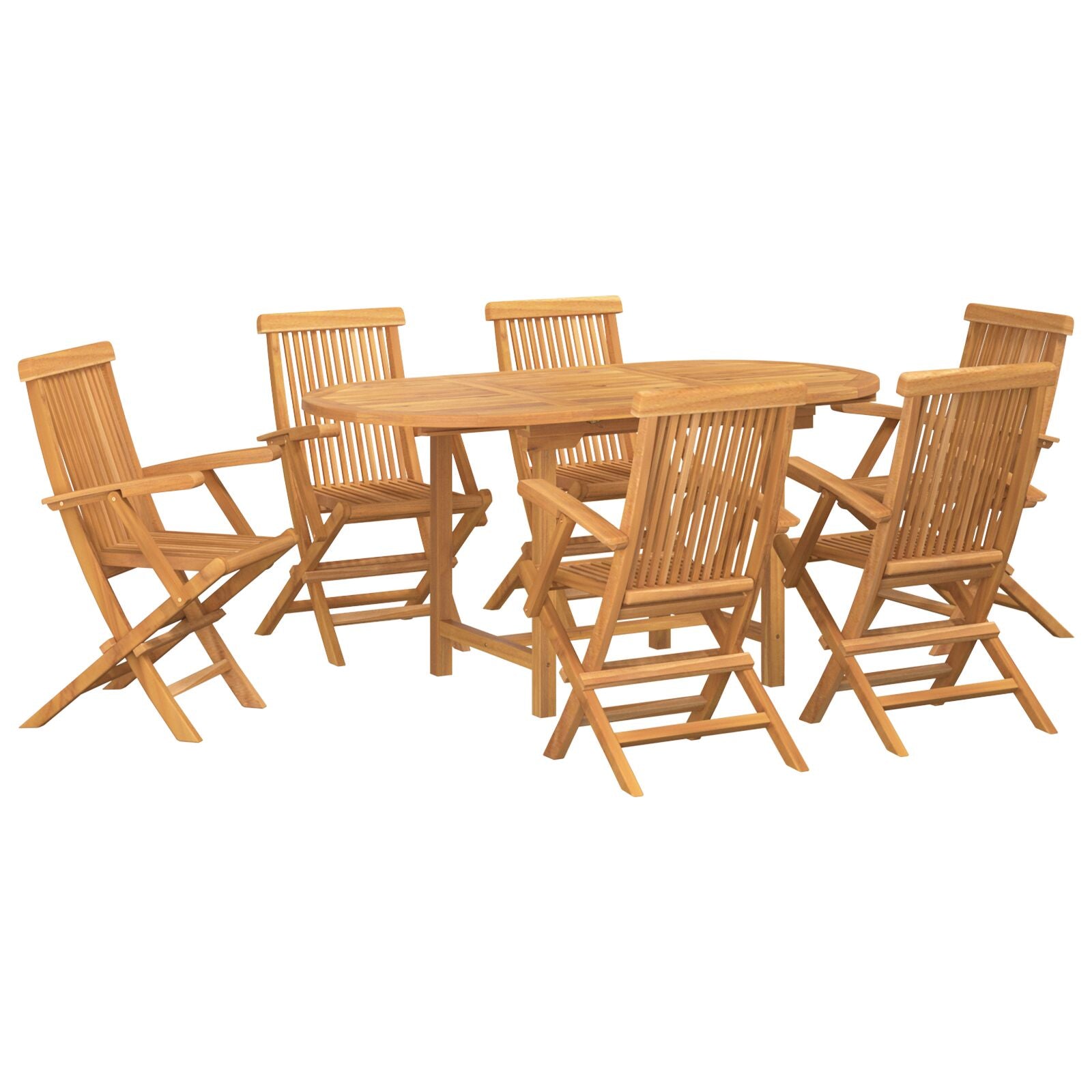 7-Delig Tuin Eettafel Set Van Massief Teak