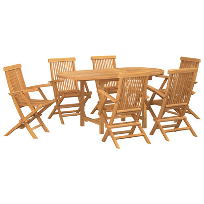 7-Delig Tuin Eettafel Set Van Massief Teak