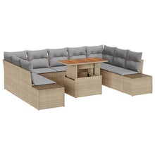 Tuinbank Set Set Van 10 Beige, Grijs Rattan, Polyester
