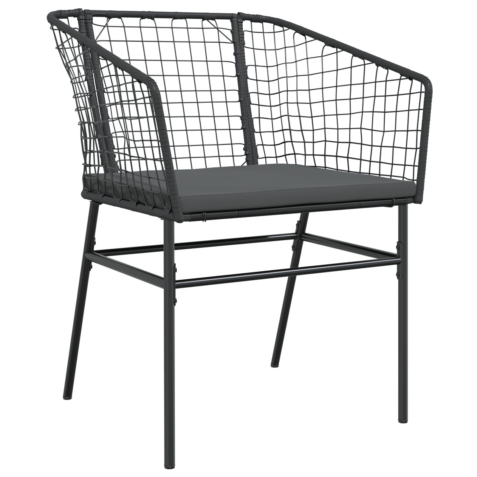 Set Van 4 Zwart Poly Rattan Twee Persoons