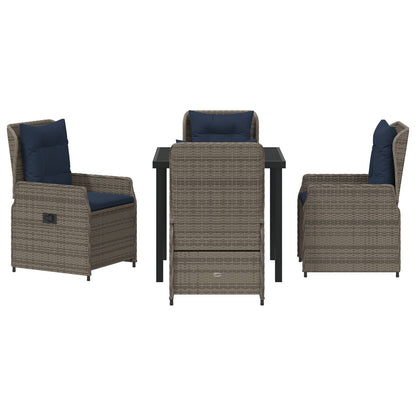 5-Delige Tuin Eetset Grijze Poly Rattan