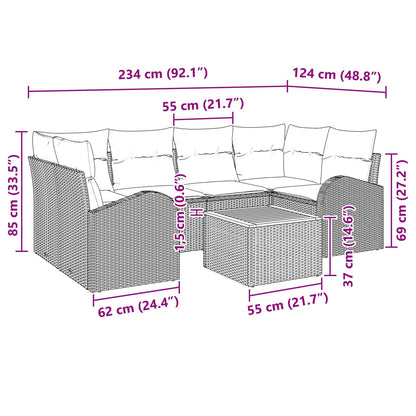 7-Delige Tuin Sofa Set Met Kussens Beige Poly Rattan Acacia