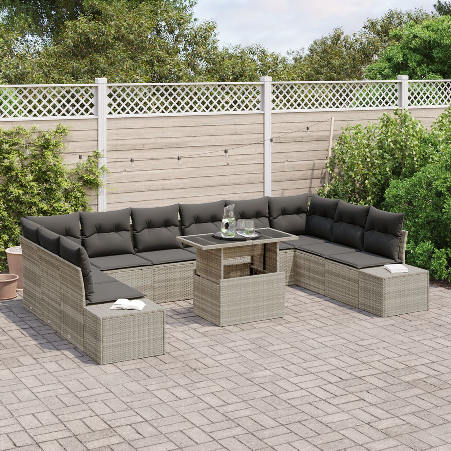Tuinsofa Set Set Van 11 (Beige En Grijs) Rattan En Polyester