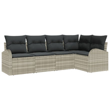 5 Delige Tuin Sofa Set Met Kussens Licht Grijs Poly Rattan Lichtgrijs zonder tafel