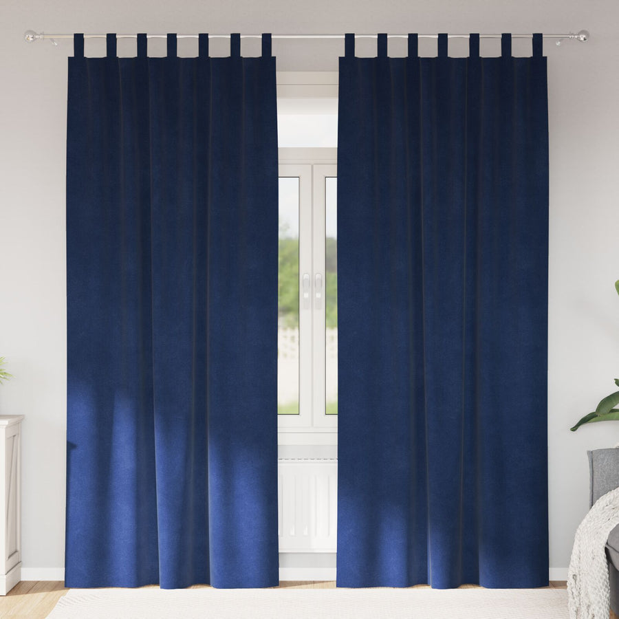 Zwarte Gordijnen Met Hanglussen 2 Stuks Fluweel Donkerblauw 140 x 260 cm met ophanglus
