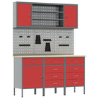 Werkbank set 7 stuks rood engineered hout staal