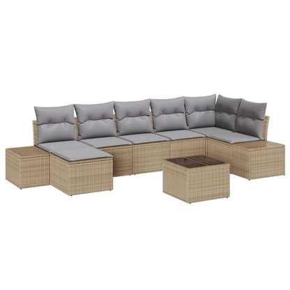 8 Delige Tuinsofa Set Met Kussens Zwart Poly Riet