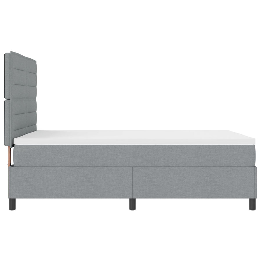 Boxspring Bed Met Matras Stof Lichtgrijs 140 x 190 cm Lijnen ontwerp