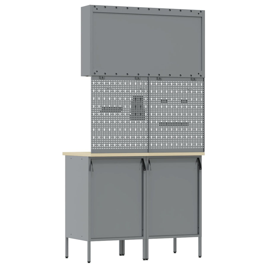 5-Delige Werkbank Set Staal 2x (85 cm) Rood 2x kast + 2x pegboard + gereedschap kast