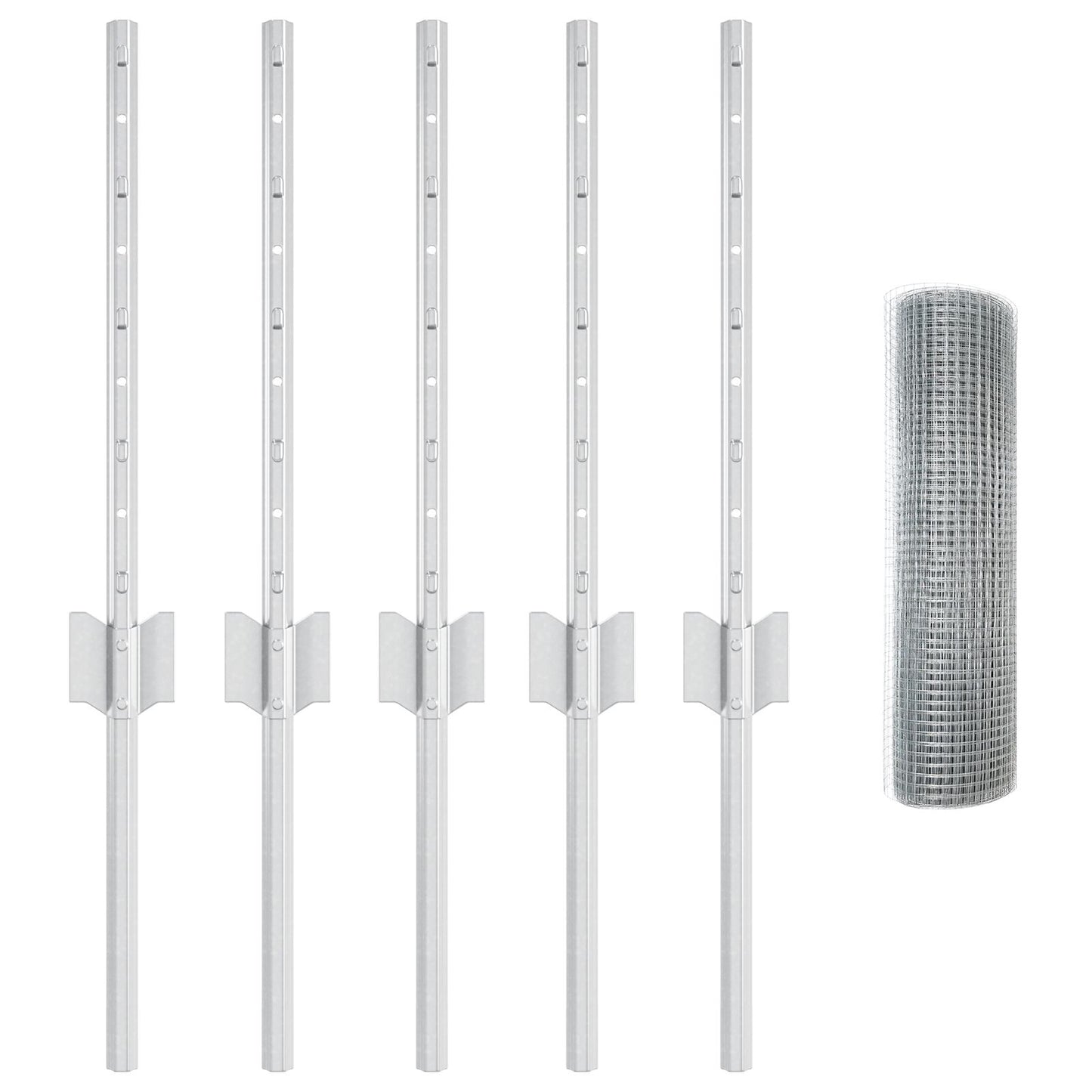 Gelaste Draad Hek Met 5 U-Posts Zilver 0.4X10 M Staal