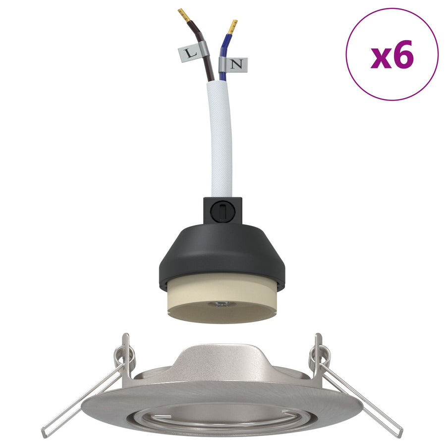 Lampen Set Van 6 Aluminium 9 Cm Ingebouwde Lampen Rond Zilver