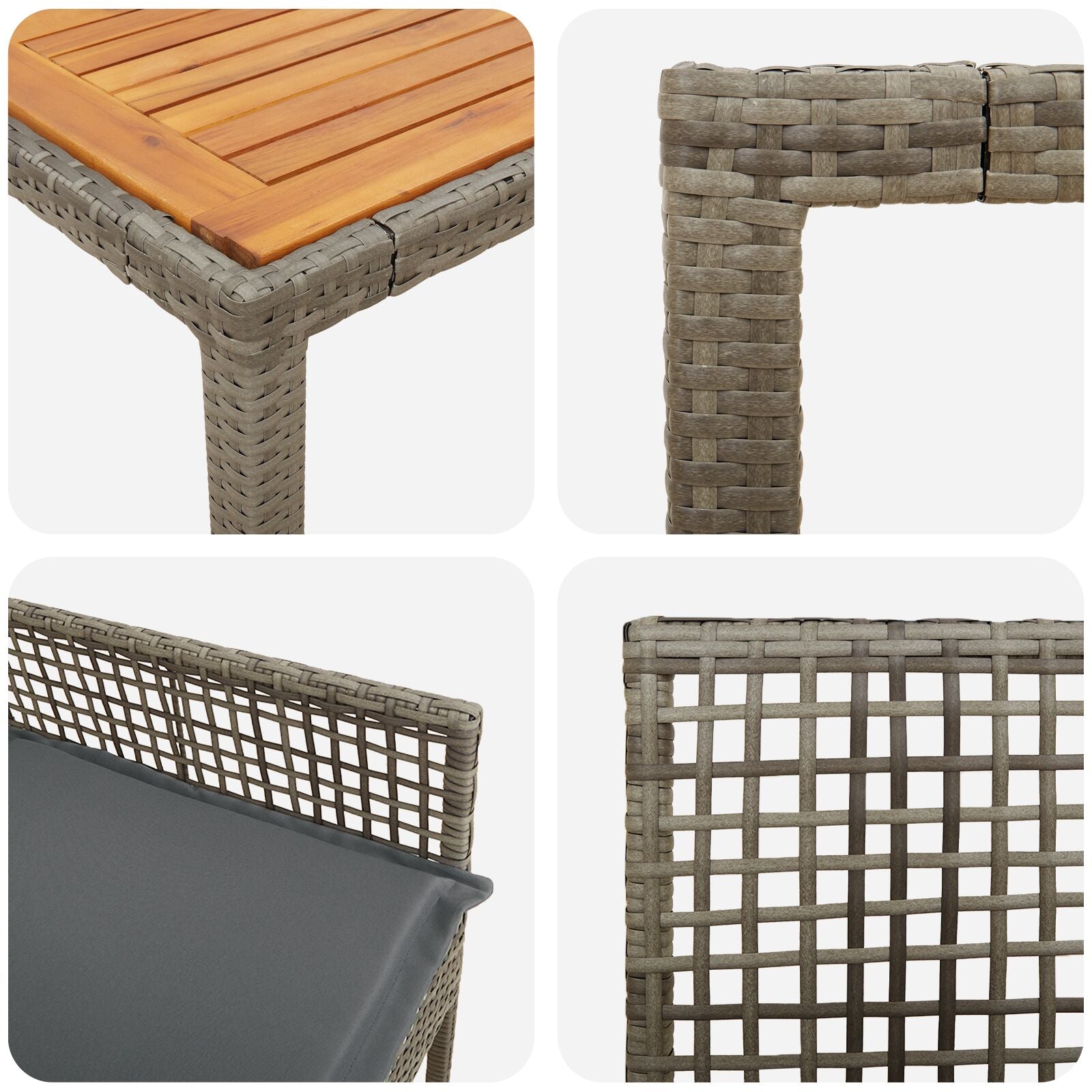 7-Delige Tuin Eettafelset Met Kussens Grijs Poly Rattan