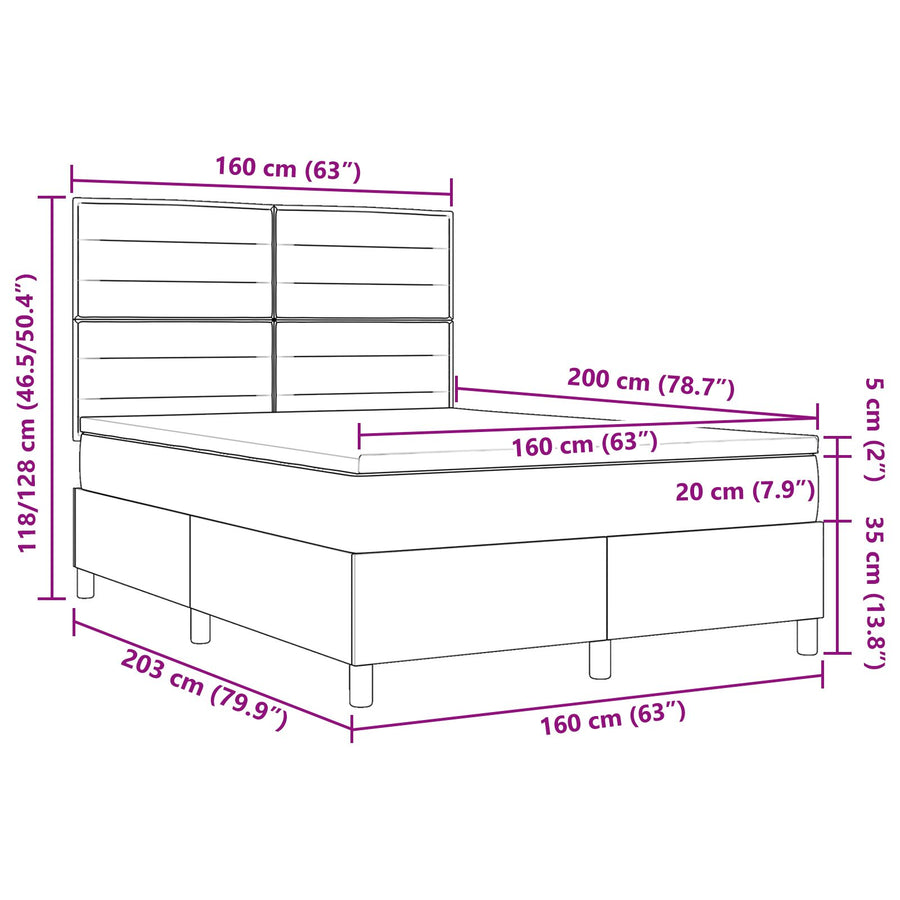 Boxspringbed Met Matras Stof Zwart 160 x 200 cm Lijnen ontwerp