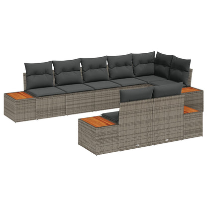 8 Delige Tuinbankset Met Kussens Grijs Poly Rattan Acacia
