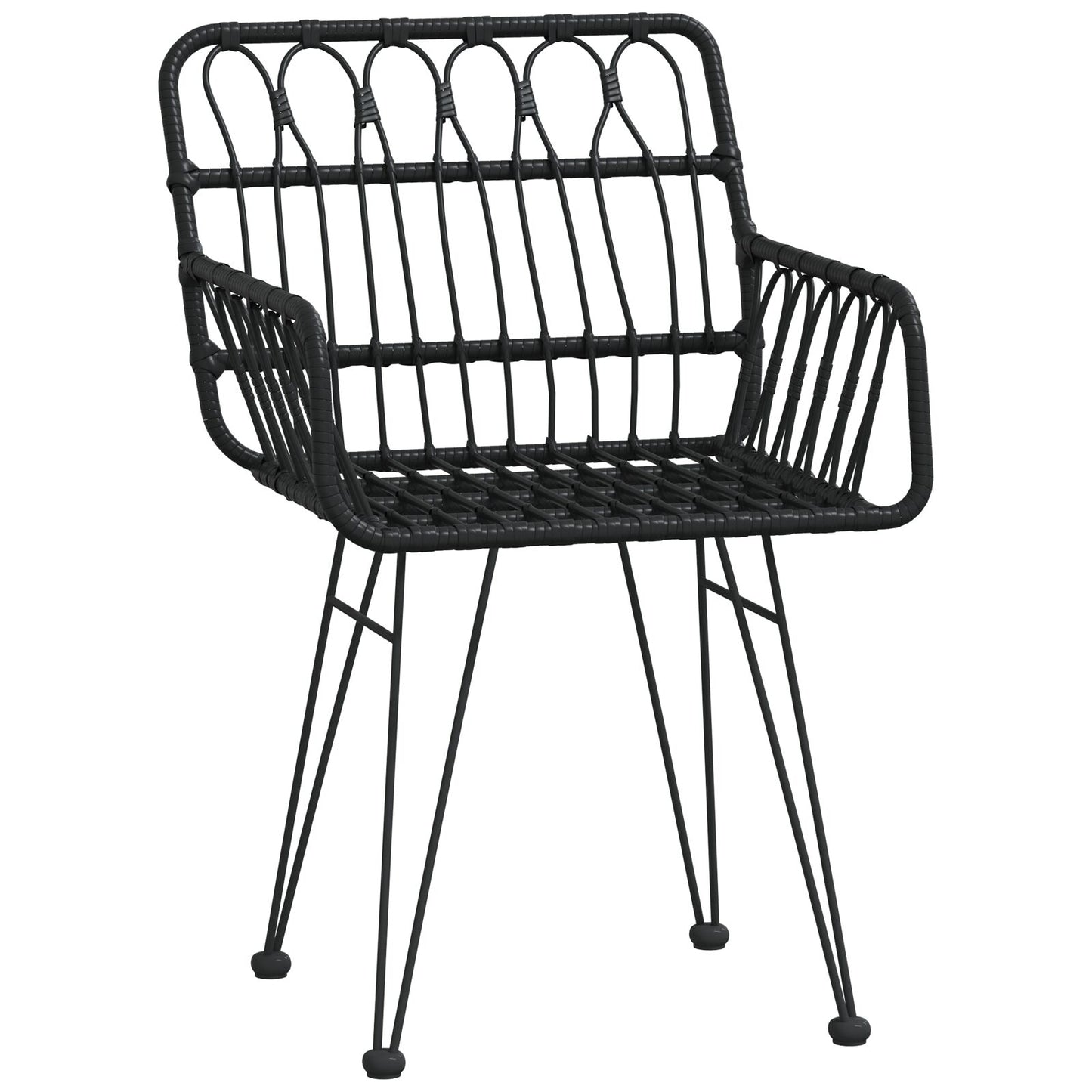 5-Delige Tuin Eetset Zwart Poly Rattan