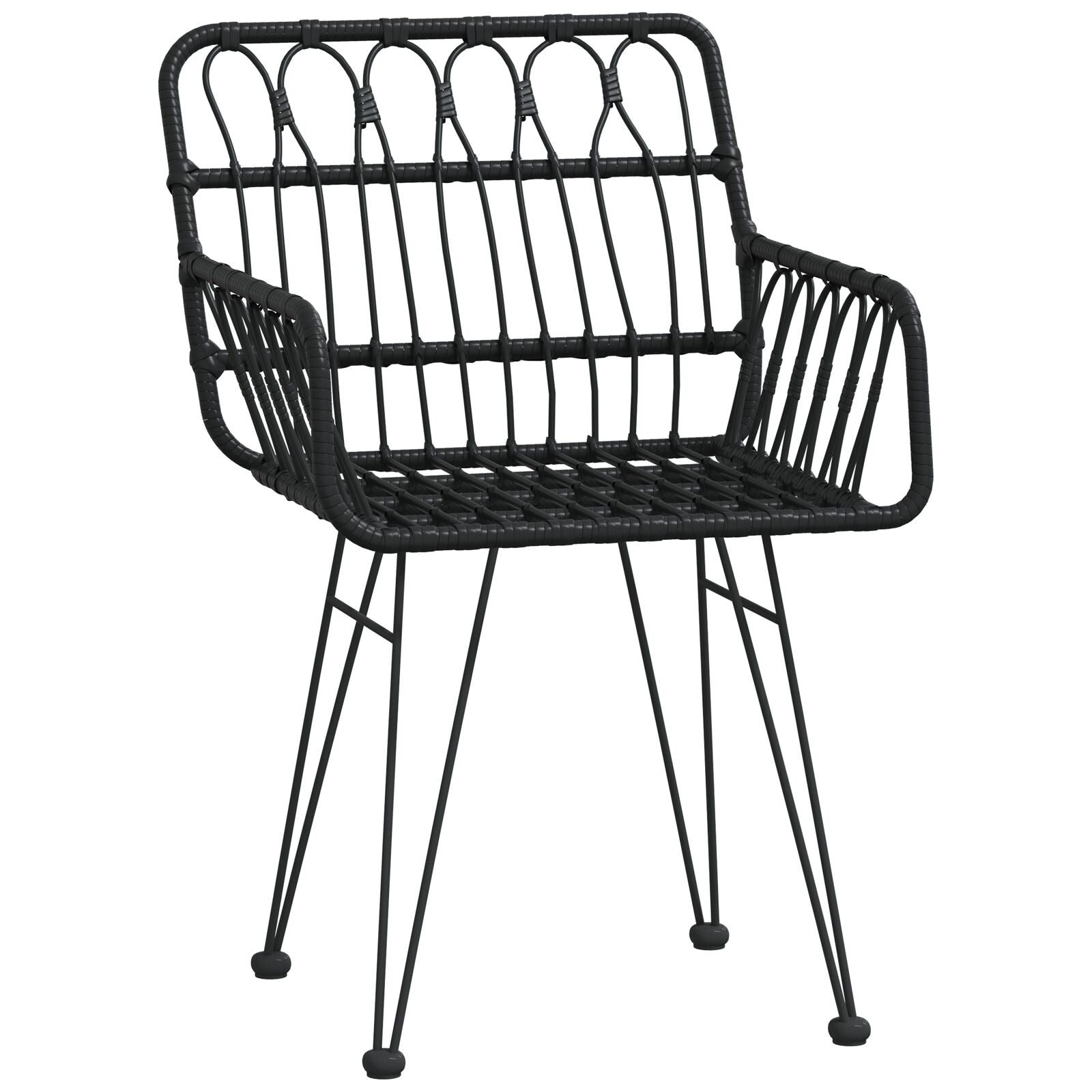 5-Delige Tuin Eetset Zwart Poly Rattan