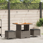 Tuin eettafelset poly rattan grijs 80 cm
