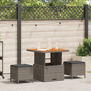 Tuin eettafelset poly rattan grijs 80 cm