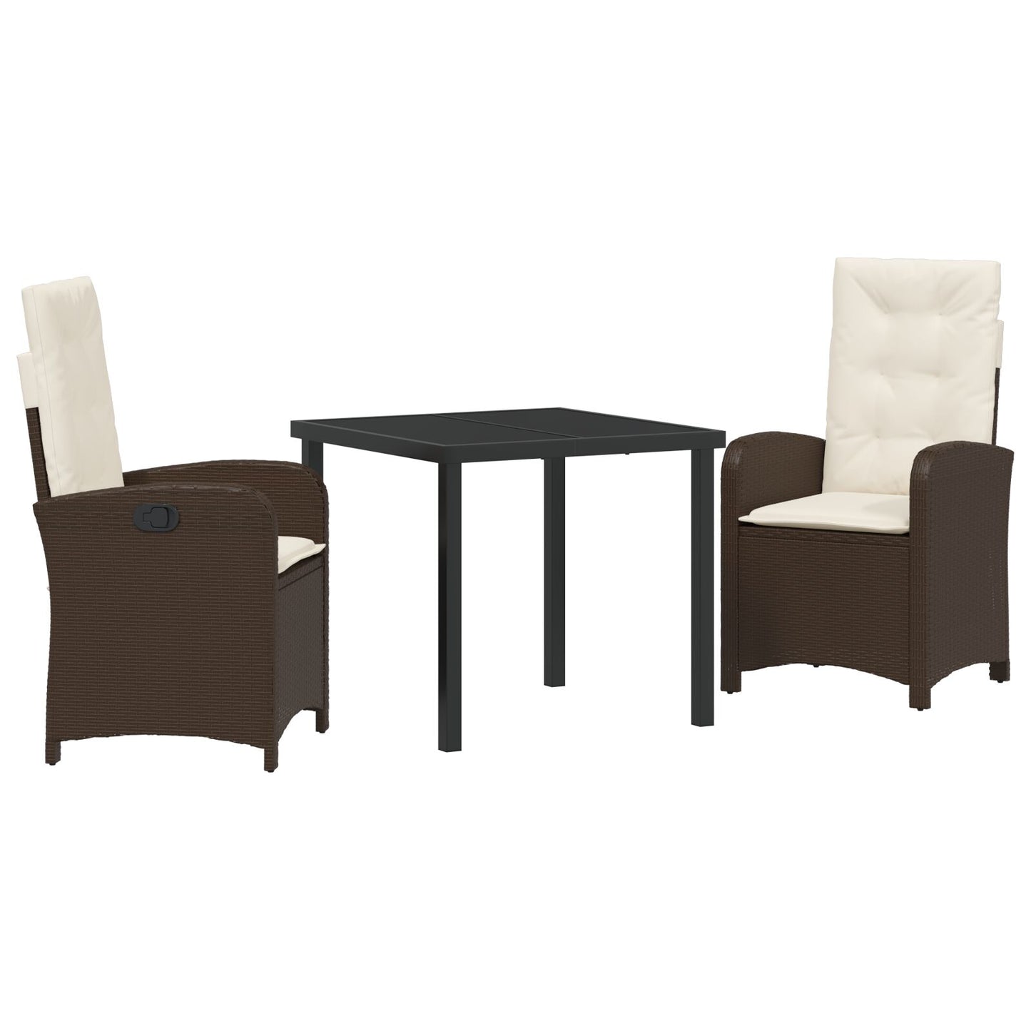 3-Delige Tuin Eettafel Set Met Kussens - Bruin Poly Rattan