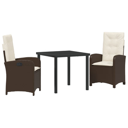 3-Delige Tuin Eettafel Set Met Kussens - Bruin Poly Rattan