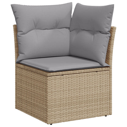 4-Delige Tuinbankset Met Kussens Poly Rattan Beige en grijs zonder tafel