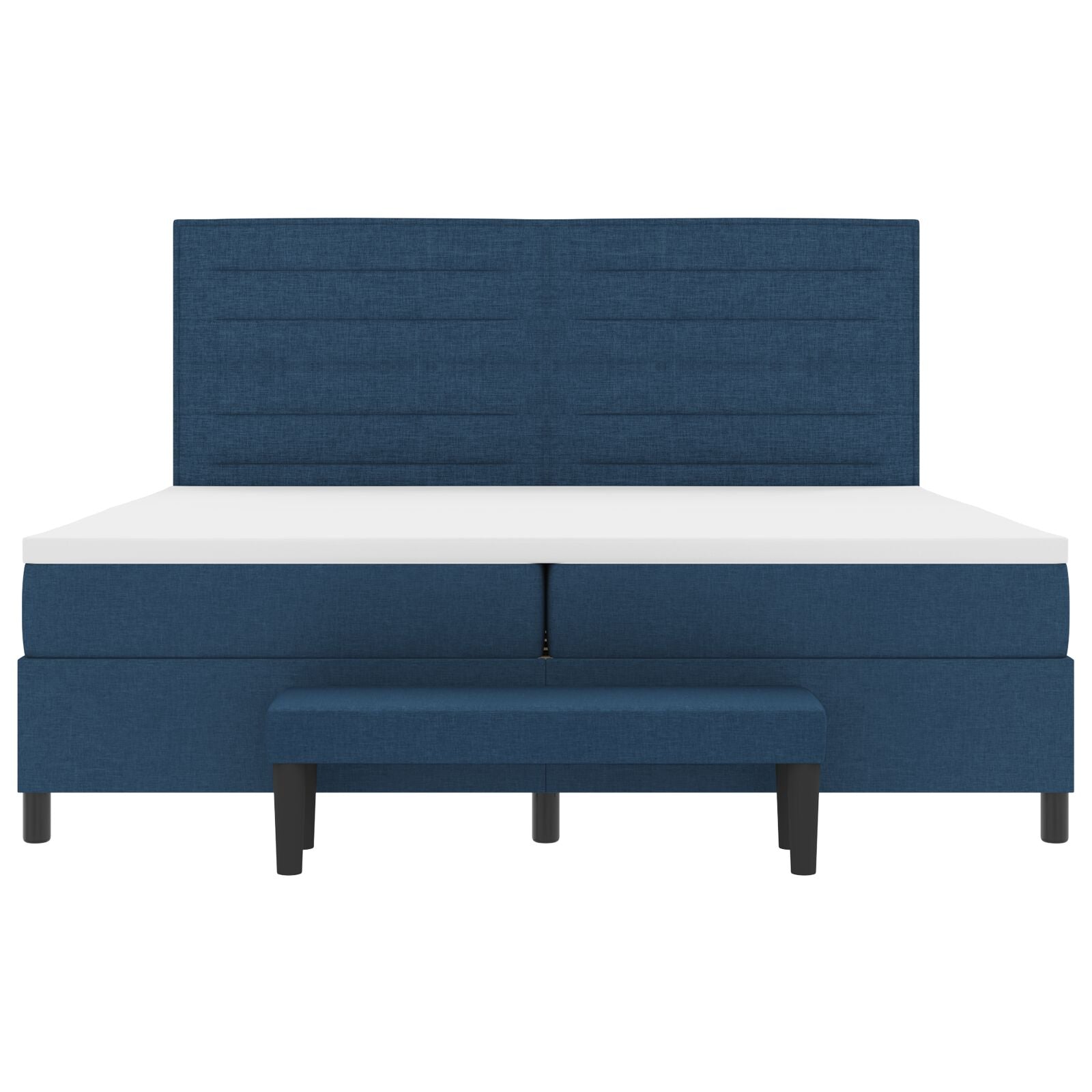 Boxspring Bed Met Matras & Bank Stof Blauw 200 x 200 cm Lijnen ontwerp