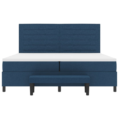 Boxspring Bed Met Matras & Bank Stof Blauw 200 x 200 cm Lijnen ontwerp