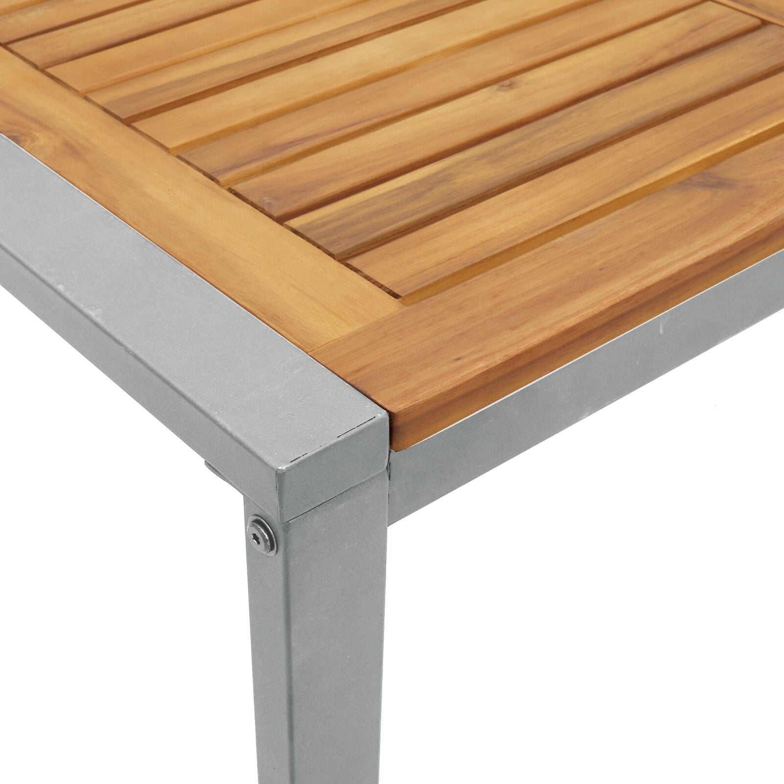 Tuin Eettafel Grijs 180X90X75 Cm Staal & Massief Acaciahout