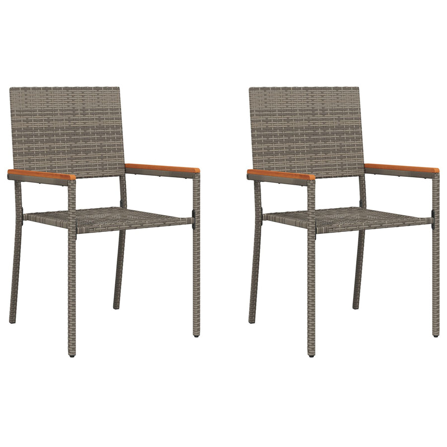Stapelbare Tuinstoelen Met Kussens 2 Stuks Poly Grijs Rattan