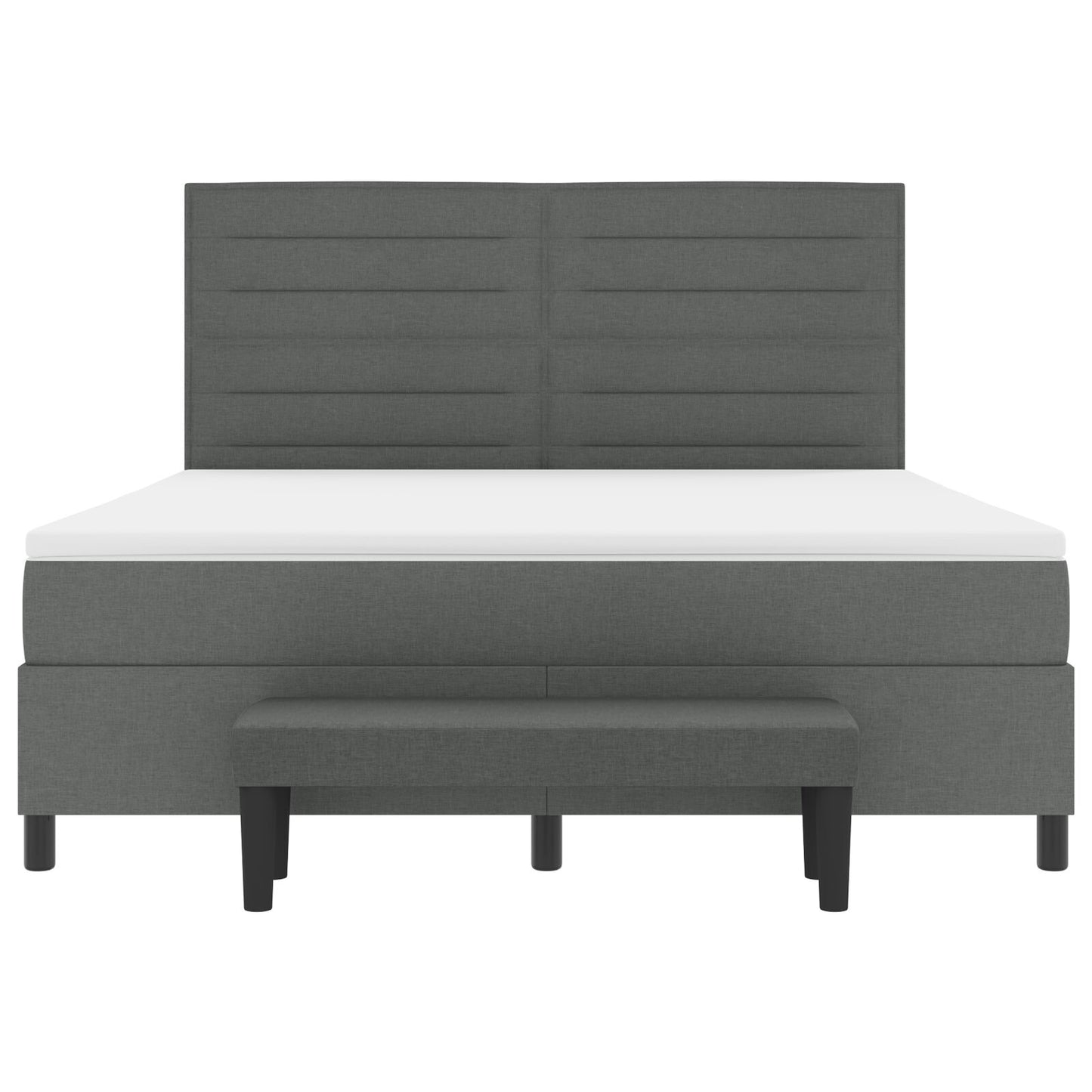 Boxspringbed Met Matras & Bank Stof Donkergrijs 180 x 200 cm Lijnen ontwerp