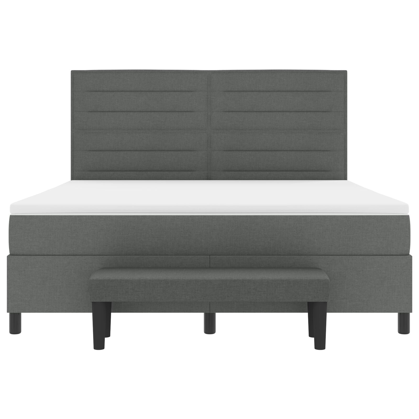 Boxspringbed Met Matras & Bank Stof Donkergrijs 180 x 200 cm Lijnen ontwerp