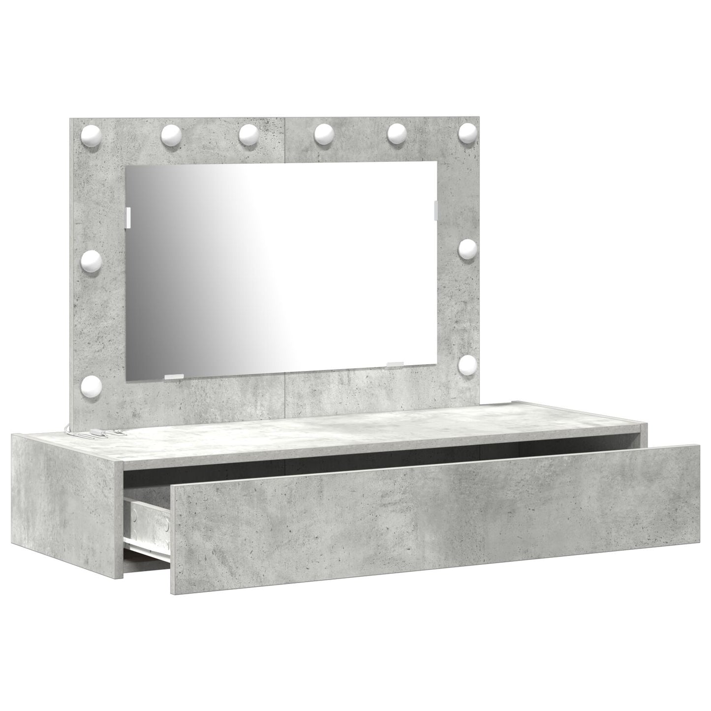 Wandkaptafel -Lichten In 100 x 40 x 70 cm Beton grijs met LED