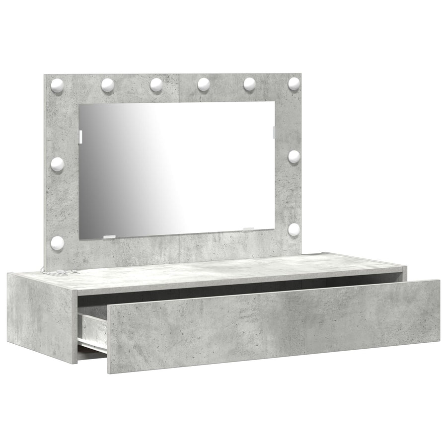 Wandkaptafel -Lichten In 100 x 40 x 70 cm Beton grijs met LED