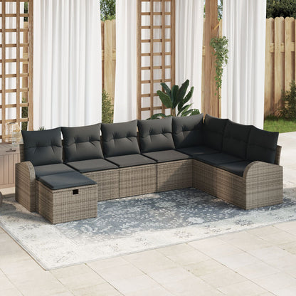 8-Delige Tuin Sofa Set Met Kussens Grijs Poly Riet
