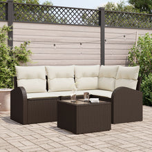 4-Delige Tuin Sofa Set Met Kussens Grijs Poly Rattan Bruin en crème met tafel