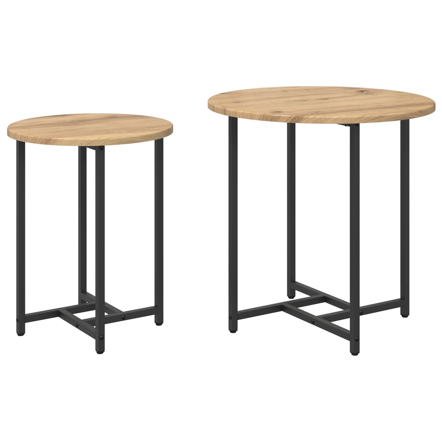 Bijzettafel 2 Stuks Artisan Eiken Hout En Metaal Ambachtelijk eiken