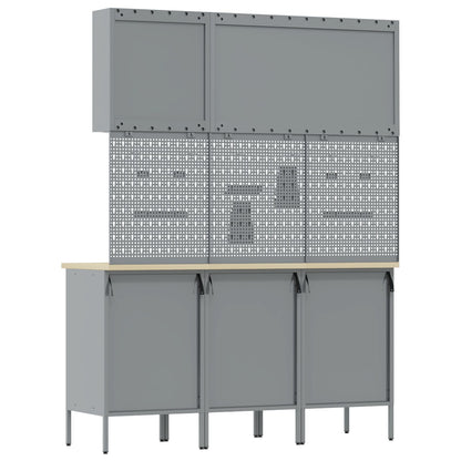 8-Delige Werkcabinet En Pegboard Set Mdf En Metaal 3x (84/84/85 cm) Zwart 3x kast + 3x pegboard + 2x gereedschap kast