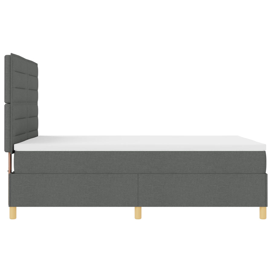 Boxspring Bed Met Matras & Led Donkergrijs 140X190 Cm Stof Blauw