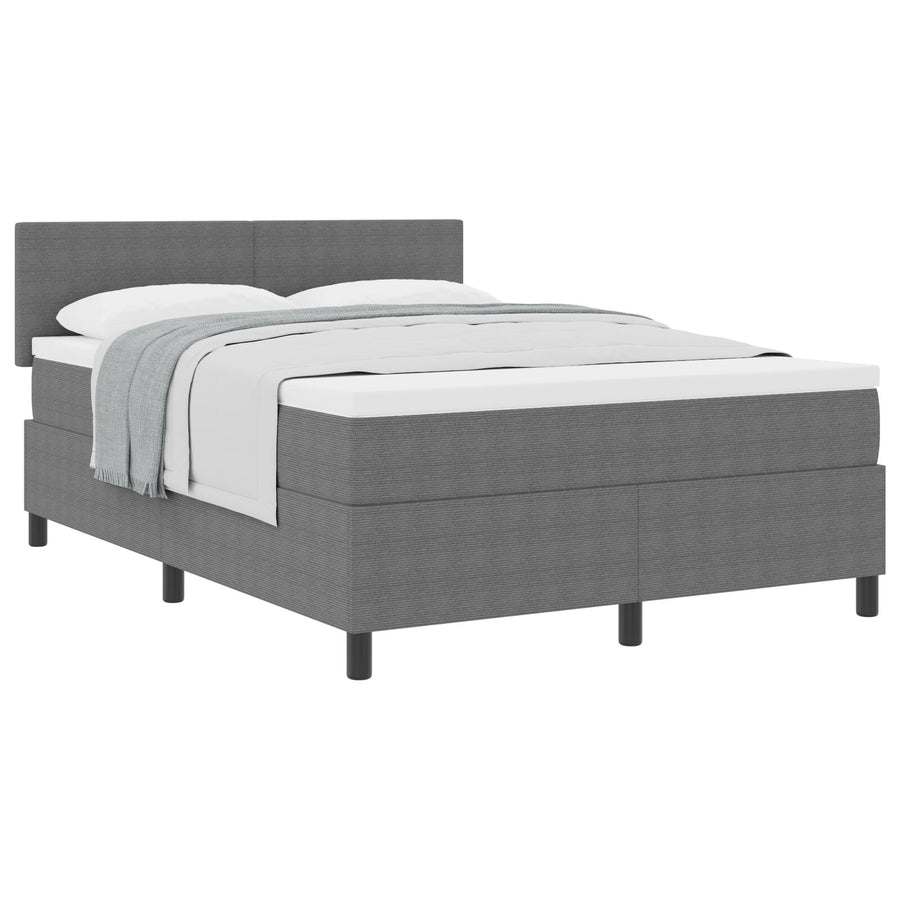 Boxspringbed Met Matras Lichtgrijs 140X200 Cm Corduroy Stof