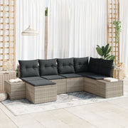 Loungeset poly rattan 6-delig lichtgrijs
