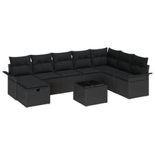 9-Delige Tuinsofa Set Met Kussens Zwart Poly Rattan, 2-Zits Tuinsofa Met Opbergruimte & Kussens Zwart Poly Rattan Wit