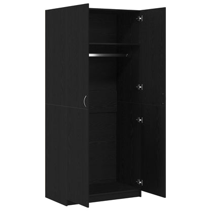 Kledingkast Zwart Eiken 90X52X200 Cm Behandeld Hout