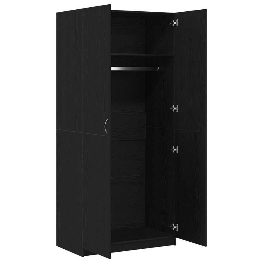 Kledingkast Zwart Eiken 90X52X200 Cm Behandeld Hout